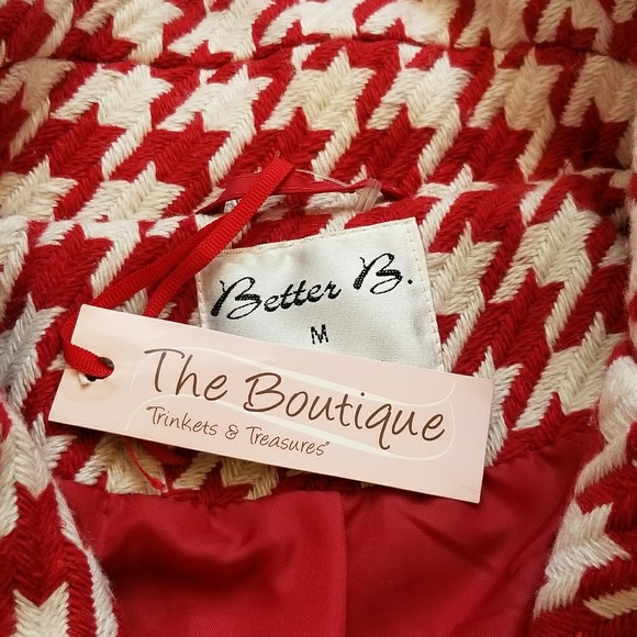 ***SOLD***Red & White Tailored Houndstooth Peacoat - Picture 8 of 8